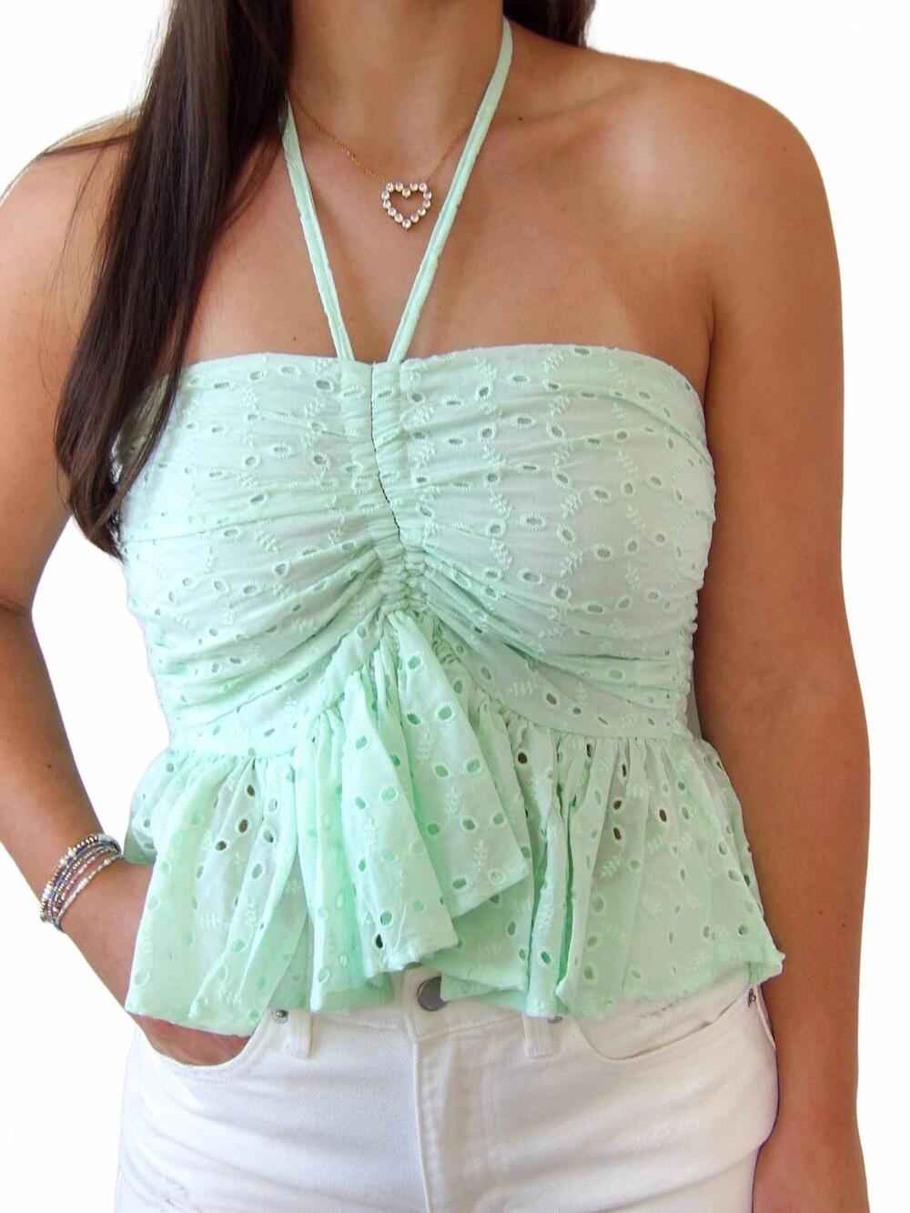 NEW HYFVE the spritz halter top in sage